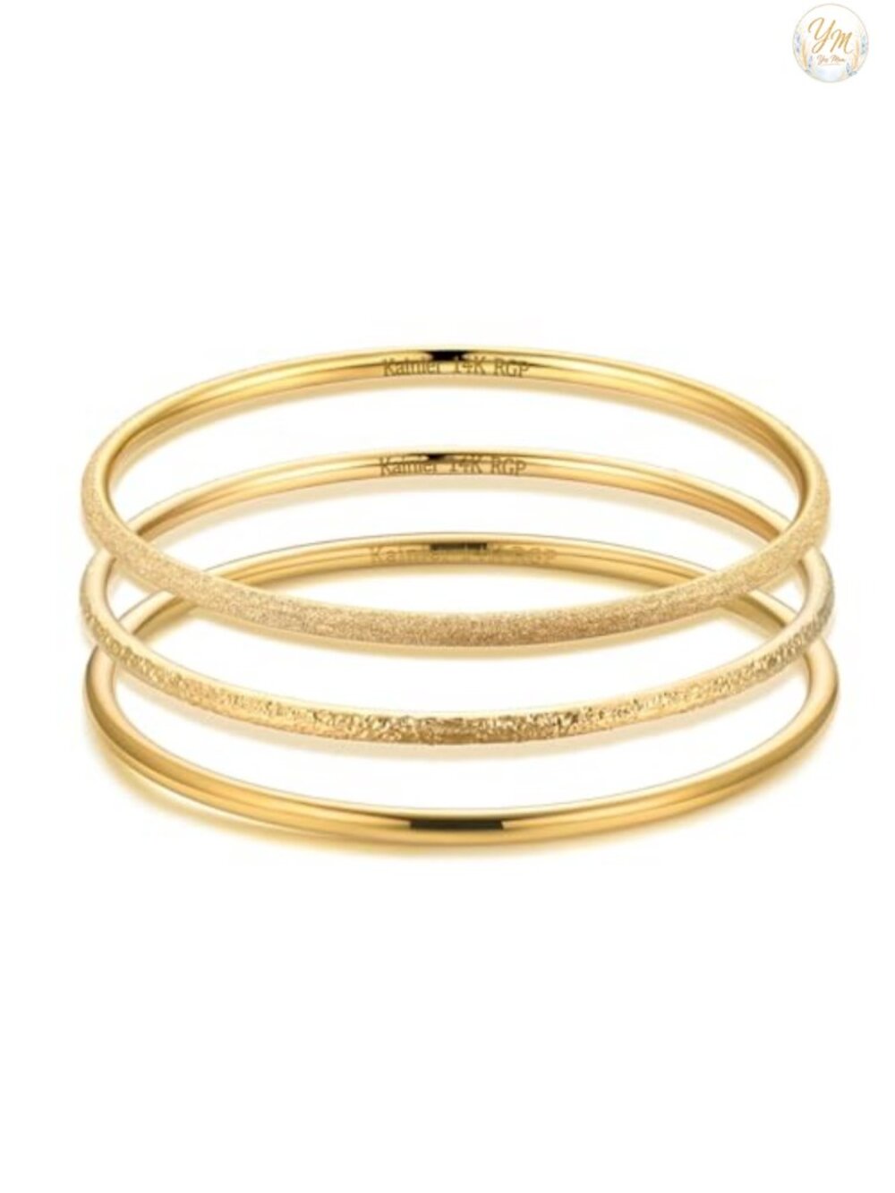 14K Gold Plated Stainless Steel Bangle Bracelet for Women Stackable Thin Round